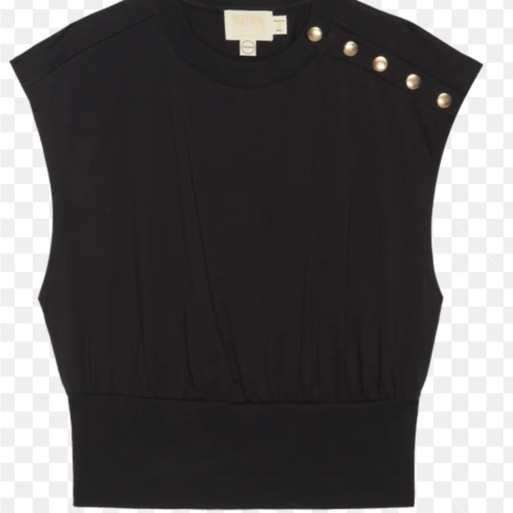 Nation Los Angeles Black Cotton Muscle T with Gold Buttons /Size XL (runs small)